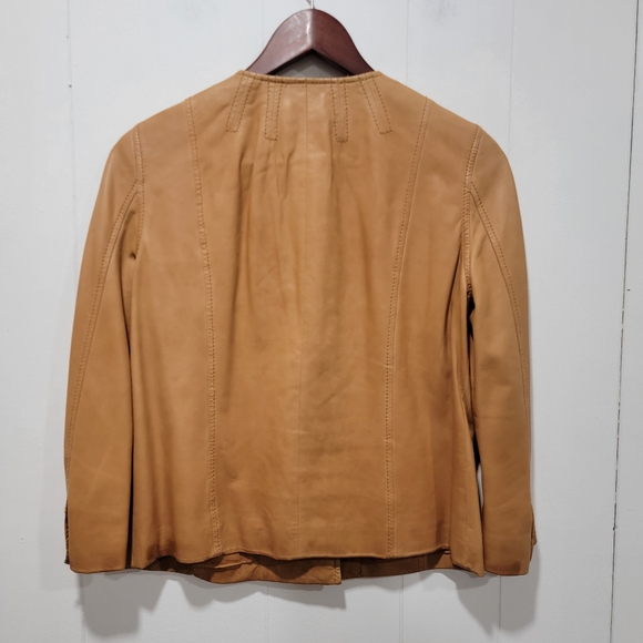 Tory Burch Limited Edition Light Brown Soft Leather Jacket Size 4 - Picture 3 of 12